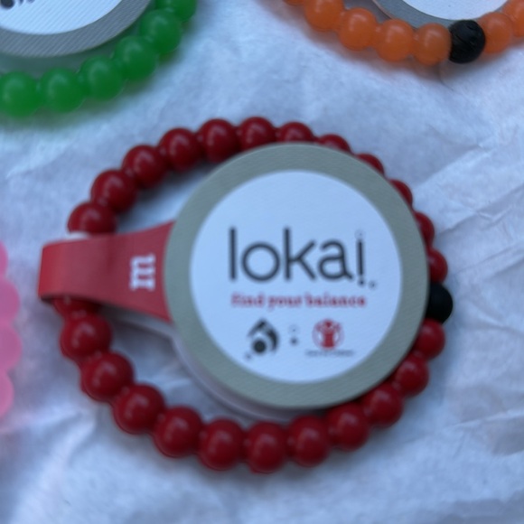 Lokai bBracelets Set of 4 Medium Red Pink Green Orange - Picture 5 of 6